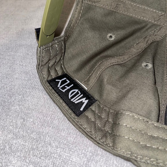 Wild Fly Olive Green Embroidered Patch Baseball Cap Cotton Adjustable Strap OSFM - Picture 3 of 6